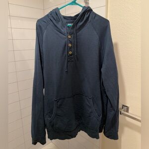 Banana Republic • Navy Blue Herringbone Henley Hoodie • Men’s Size XXL